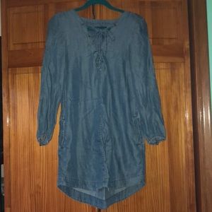 Lace Up Denim Dress